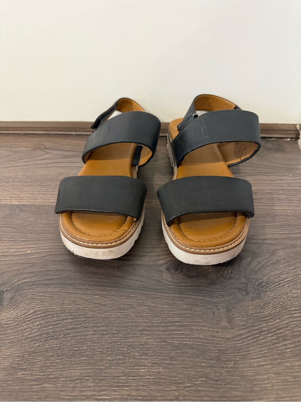 Franco Sarto Black Double-Strap Platform Sandals